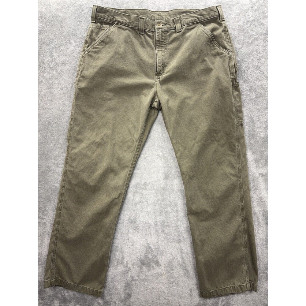Carhartt Carpenter Pants Men 40x32 Green Canvas Cotton Utility Pockets Work